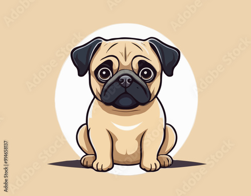 Cute pug dog cartoon logo vector mascot character
