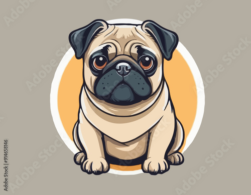 Cute pug dog cartoon logo vector mascot character
