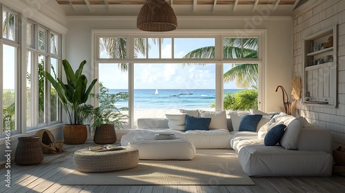 Serene beach house living space with coastal decor and relaxed vibe picture