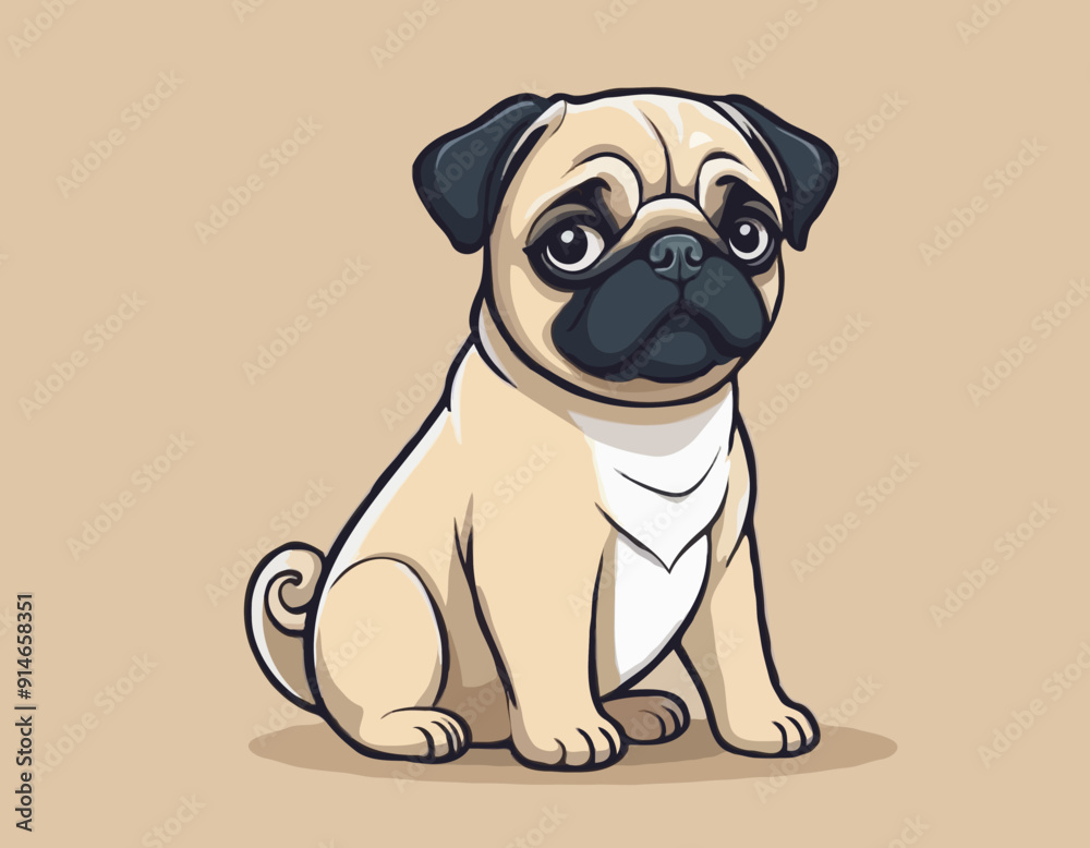 Cute pug dog cartoon logo vector mascot character
Cute pug dog cartoon logo vector mascot character