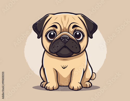 Cute pug dog cartoon logo vector mascot character
