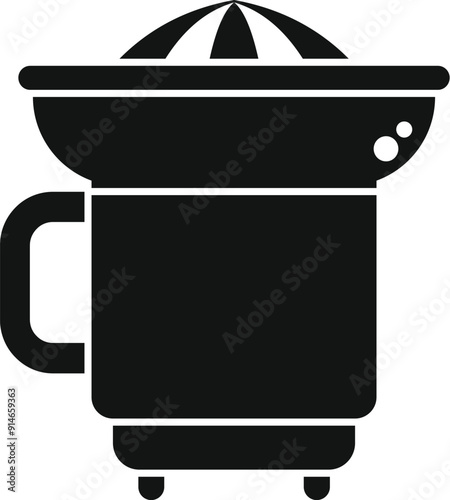 Black silhouette of an electric citrus juicer extracting juice