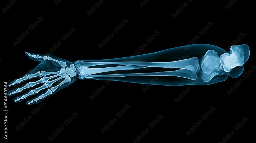 Radius, ulna, carpals, metacarpals, and phalanges as seen in an X-ray ...