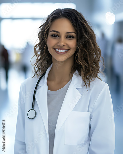 confident happy female woman doctor in healthcare hospital