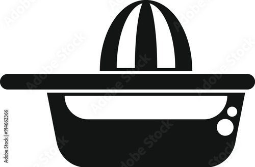 Simple black icon of a citrus juicer extracting juice