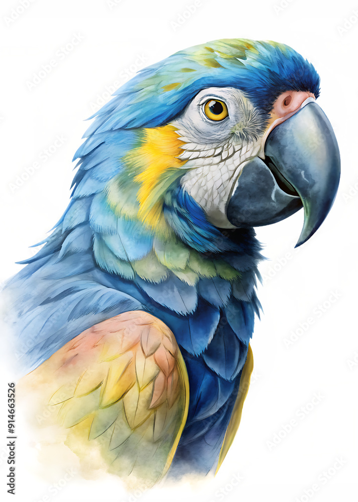 Fototapeta premium Parrot face isolated on transparent background