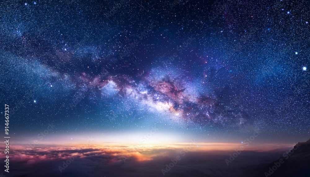 The milky way or nebula of the universe in the sunset skies; astronomy or space photography; stars and planets The milky way or nebula of the universe in the sunset skies; astronomy or space photography; stars and planets