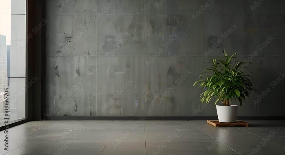 Minimalist Interior Design with Concrete Wall and Plant Minimalist Interior Design with Concrete Wall and Plant
