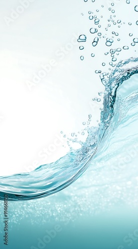 Light blue water with a white background and a gradient light green color, clean and pure nature concept, fresh background