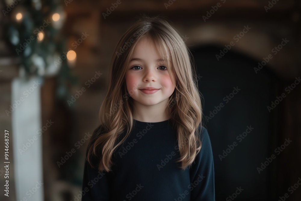 Caucasian girl with long hair standing indoors in a cozy setting, warm and inviting atmosphere Caucasian girl with long hair standing indoors in a cozy setting, warm and inviting atmosphere
