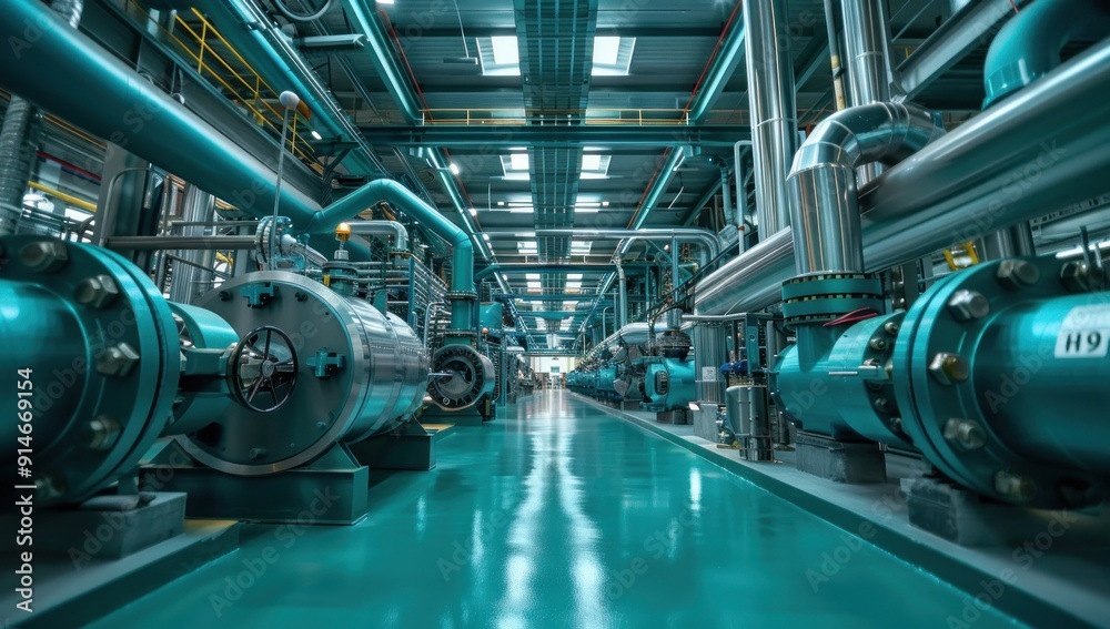 Industrial Machinery and Piping in a Modern Factory Industrial Machinery and Piping in a Modern Factory