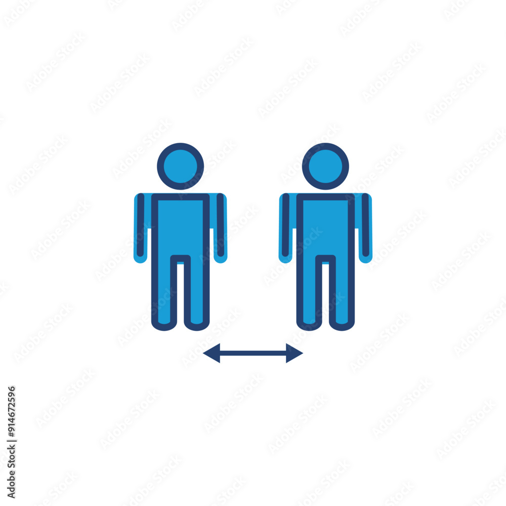 Social distance icon vector. social distancing icon. self quarantine sign Social distance icon vector. social distancing icon. self quarantine sign