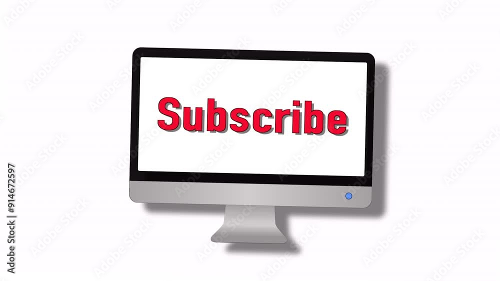 Subscribe social media text on desktop computer Subscribe social media text on desktop computer