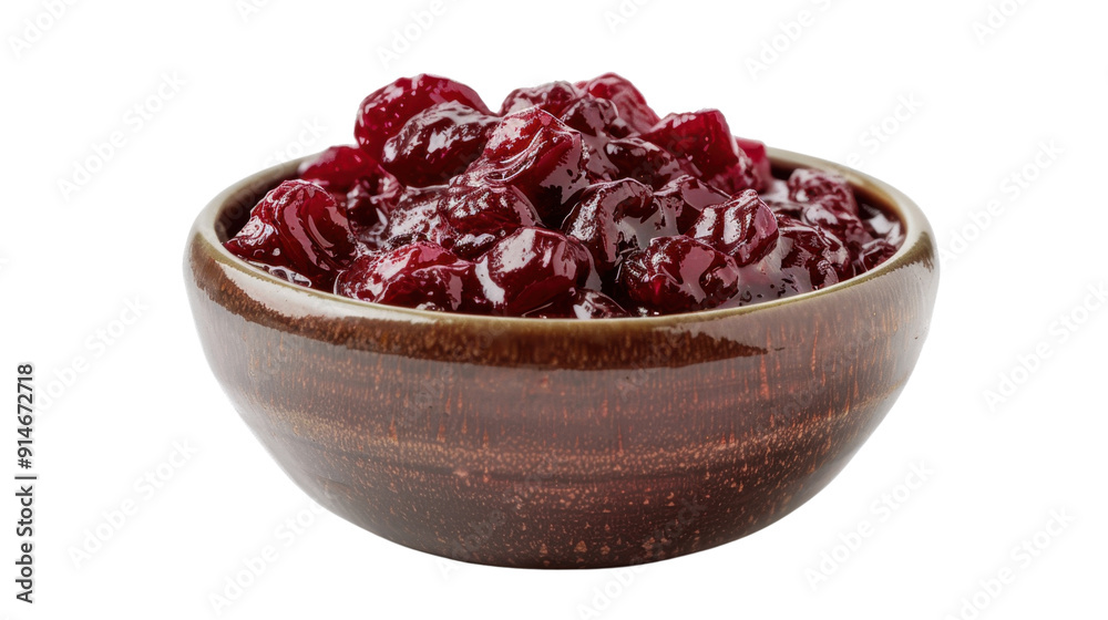 Cranberry sauce in bowl on transparent background Cranberry sauce in bowl on transparent background