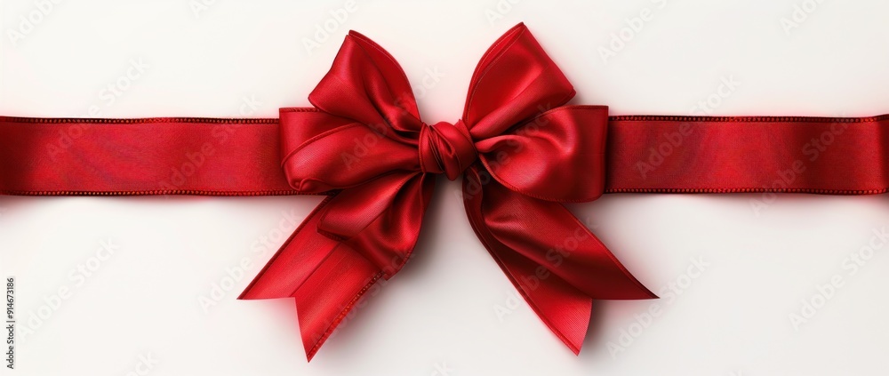 Red Satin Ribbon Bow on White Background Red Satin Ribbon Bow on White Background