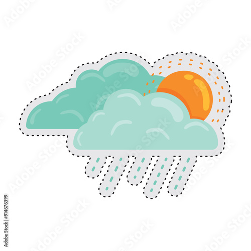 rain clouds Autumn sticker icon Vector