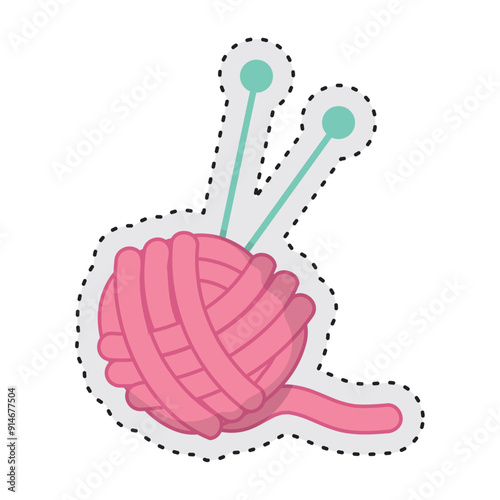 wool with knitting needles Vector