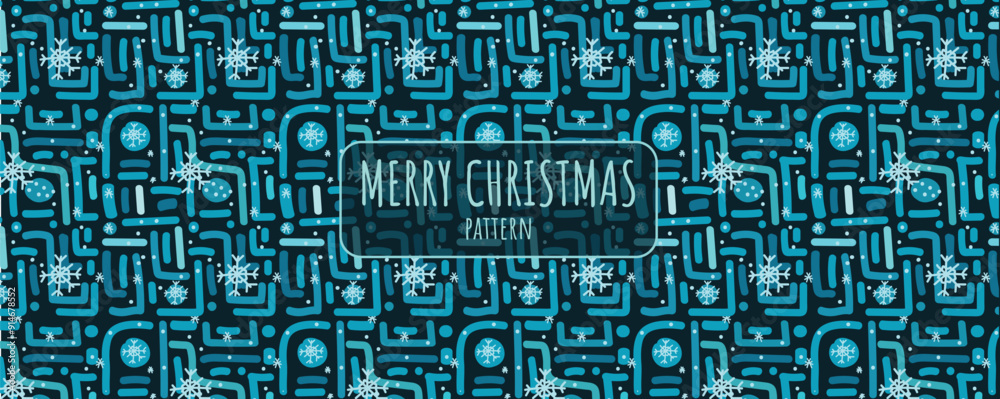 Winter New Year abstract pattern. Seamless Abstraction from mosaic and snowflakes. Vector blue background for winter and New Year design Winter New Year abstract pattern. Seamless Abstraction from mosaic and snowflakes. Vector blue background for winter and New Year design