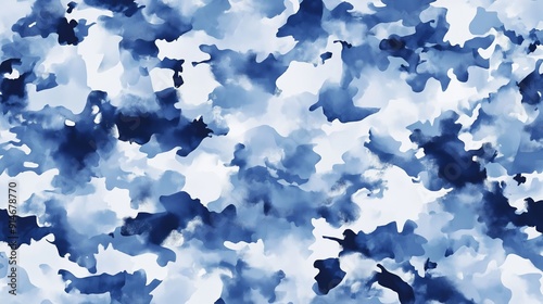 Stunning Abstract Blue Watercolor Camouflage Pattern Design