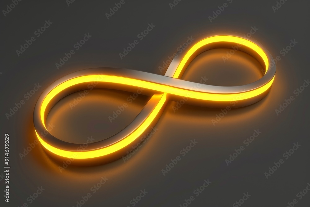 Golden infinity symbol glowing softly representing endless possibilities and luxury in a minimalist design Golden infinity symbol glowing softly representing endless possibilities and luxury in a minimalist design