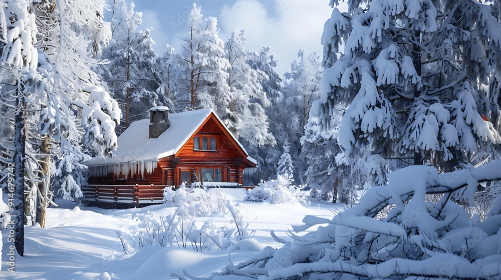 Winter Wonderland: A Cabin in a Snowy Forest Winter Wonderland: A Cabin in a Snowy Forest