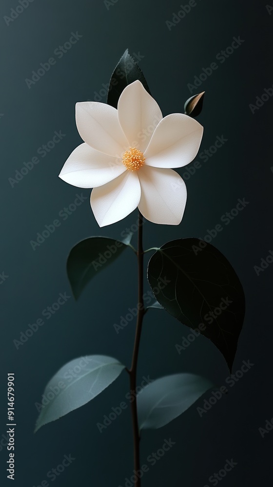 Fototapeta premium Elegant White Flower on Dark Background