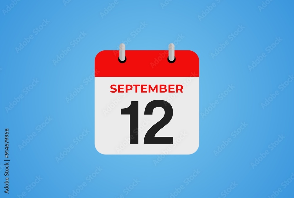Icon calendar day. 12 September. 12th days of the month, illustration style. Date day of week Sunday, Monday, Tuesday, Wednesday, Thursday, Friday, Saturday. Icon calendar day. 12 September. 12th days of the month, illustration style. Date day of week Sunday, Monday, Tuesday, Wednesday, Thursday, Friday, Saturday.