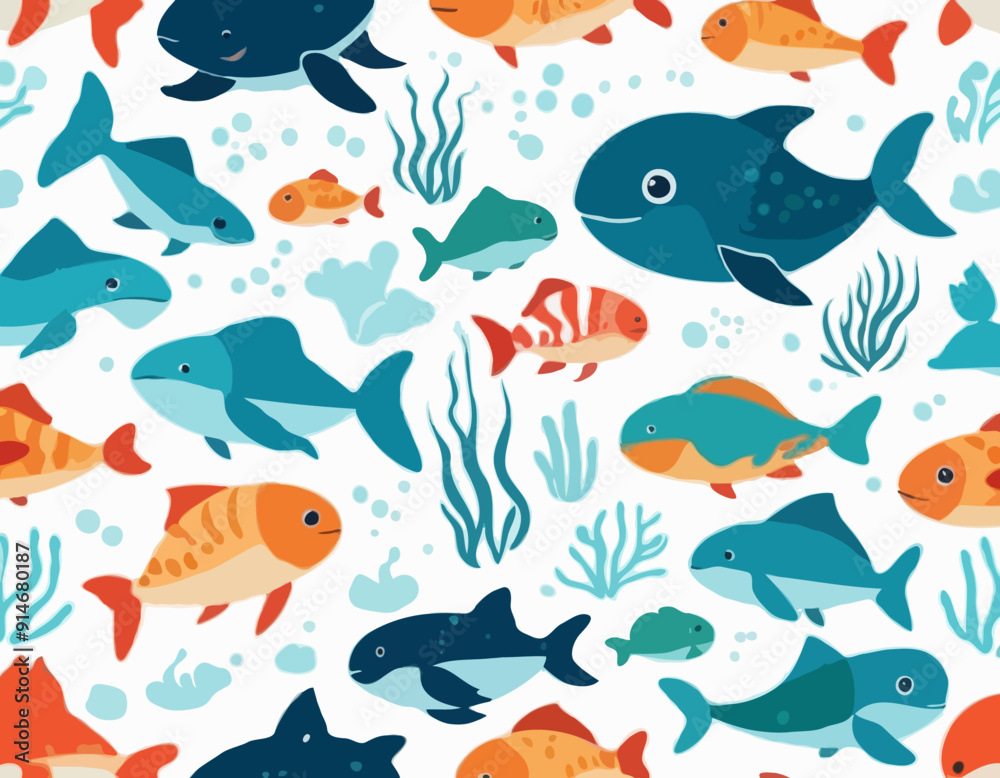 Cute marine animal on white isolated background Cute marine animal on white isolated background