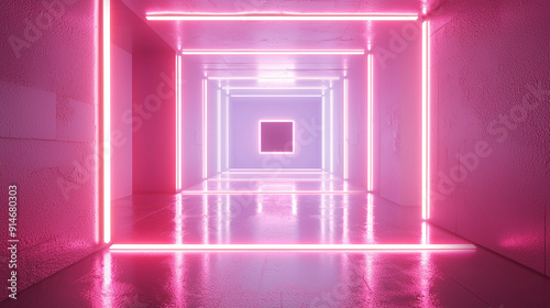 Simple background, white, neon square.
Generative AI