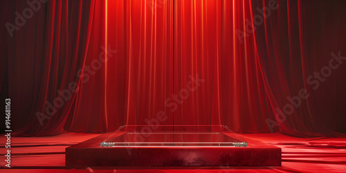 Classic Red Theater Curtains on Stage
