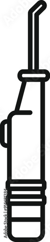 Line icon of a water flosser emphasizing the importance of interdental cleaning for healthy teeth and gums
