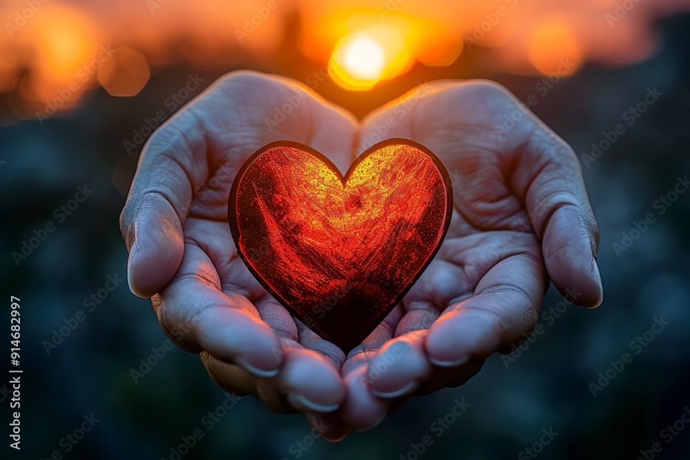 Hands cradling a vibrant red heart illustrating the universal themes of love and protection in a touching display of human emotion Hands cradling a vibrant red heart illustrating the universal themes of love and protection in a touching display of human emotion