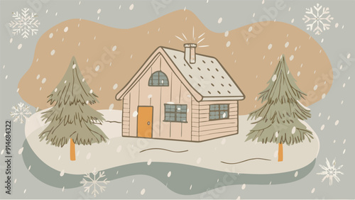 A house in a winter illustration