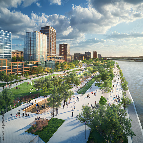 Riverfront Development Initiative: Afternoon Elevated Viewpoint
