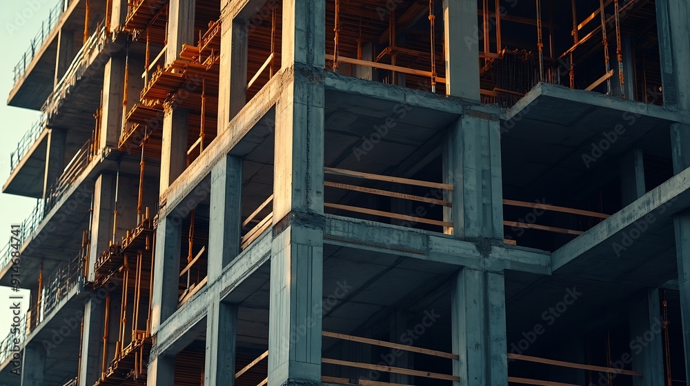 Under construction residential building with Concreate Block or bricks structure Exterior view of highrise under construction building with modern design under construction skyscraper : Generative AI Under construction residential building with Concreate Block or bricks structure Exterior view of highrise under construction building with modern design under construction skyscraper : Generative AI