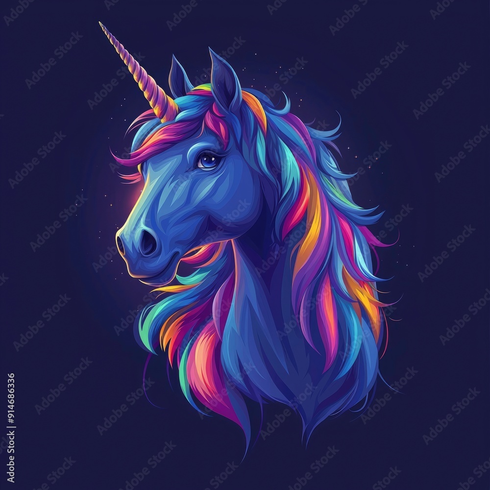 Magical Unicorn with Rainbow Mane and Horn Magical Unicorn with Rainbow Mane and Horn