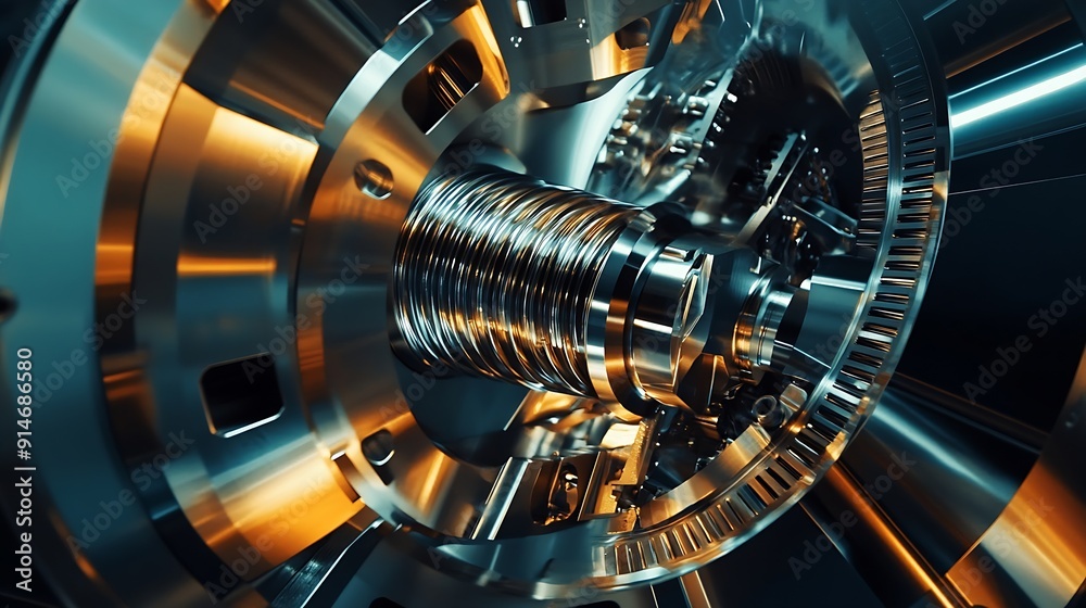 Metal machine tools industry CNC turning milling factory processes steel turbine part process : Generative AI Metal machine tools industry CNC turning milling factory processes steel turbine part process : Generative AI