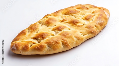 Top view of a lagana bread isolated on white background Lagana is a Greek flatbread traditionally baked for Clean Monday the first day of the Great Lent : Generative AI photo