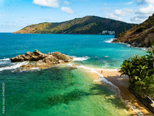 Beautiful seashore in Phuket island Thailand, Sunny summer day ocean background