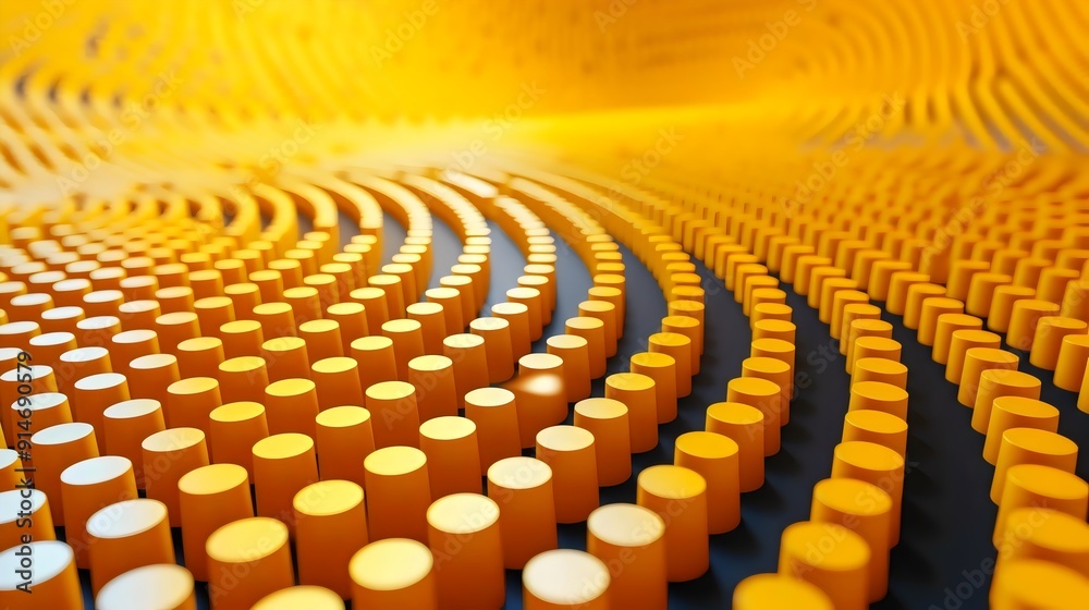 Fototapeta premium A yellow and black image of many small circles