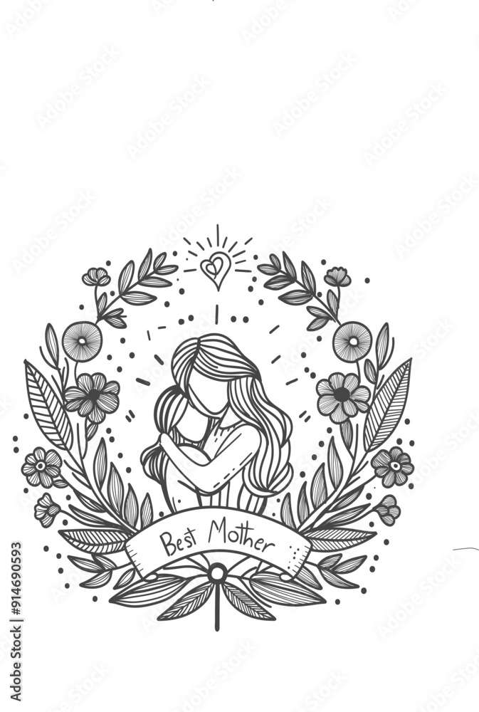 line drawing of mother hugging a daughter line drawing of mother hugging a daughter