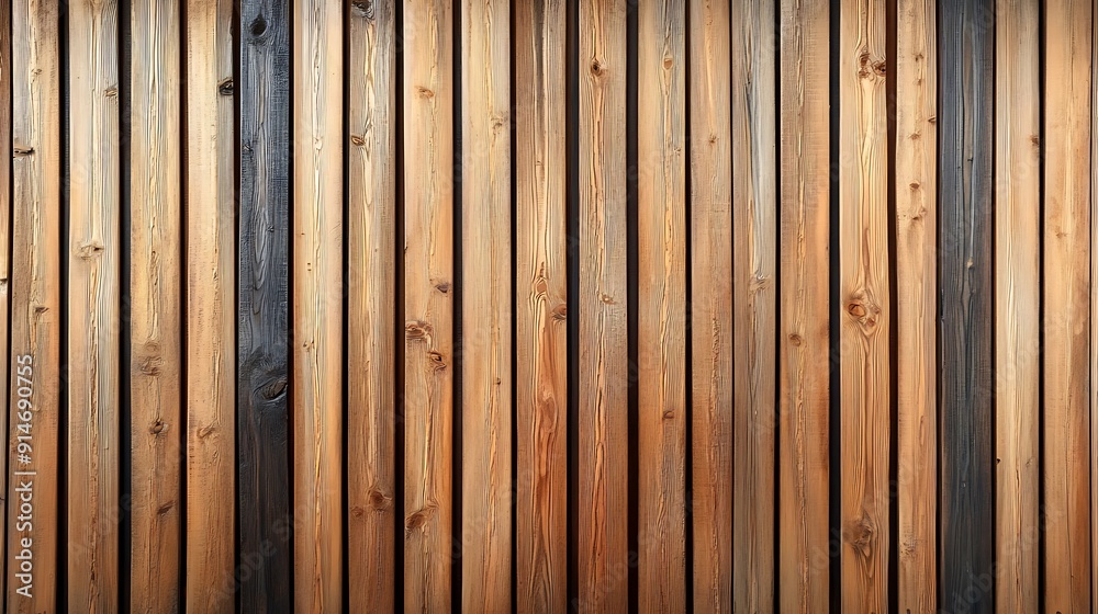 Fototapeta premium Vertical slats on wooden wall natural wood paneling texture for interior design 