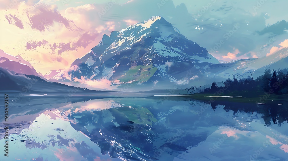 Obraz premium Tranquil Mountain Reflection in a Still Lake