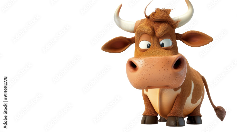 Cartoon angry cow on transparent background Cartoon angry cow on transparent background