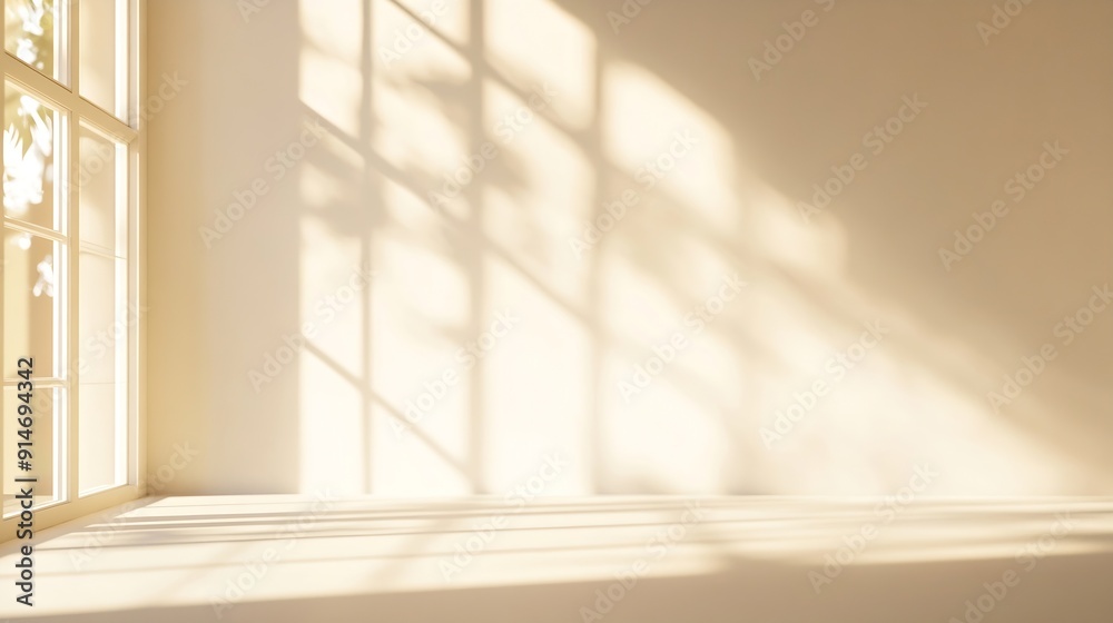 Beige studio background for product presentation Shadow of Window and Sunlight on Empty Room White Wall and Floor Summer concert Blurred backdrop : Generative AI Beige studio background for product presentation Shadow of Window and Sunlight on Empty Room White Wall and Floor Summer concert Blurred backdrop : Generative AI