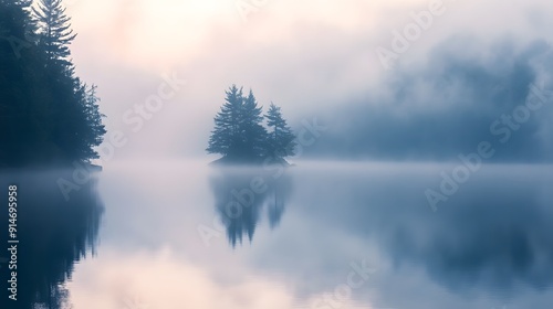 misty morning on the lake of Aumar Neouvielle France