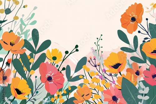 Colorful Floral Border Design.