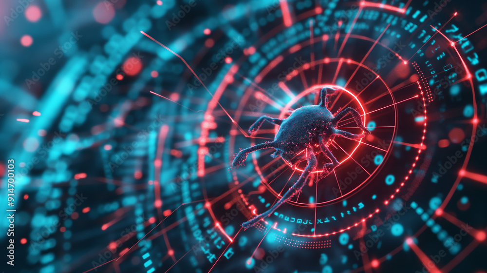 Cyber security network connection concept. Bug interception.