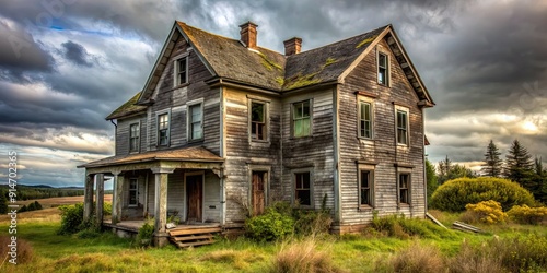 Creepy abandoned house in rural Nova Scotia , haunted, spooky, derelict, deserted, old, decaying, eerie