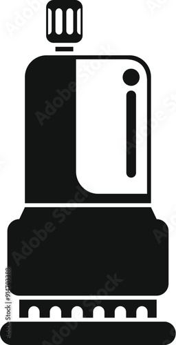 Black silhouette of a floor polisher cleaning equipment is polishing the floor